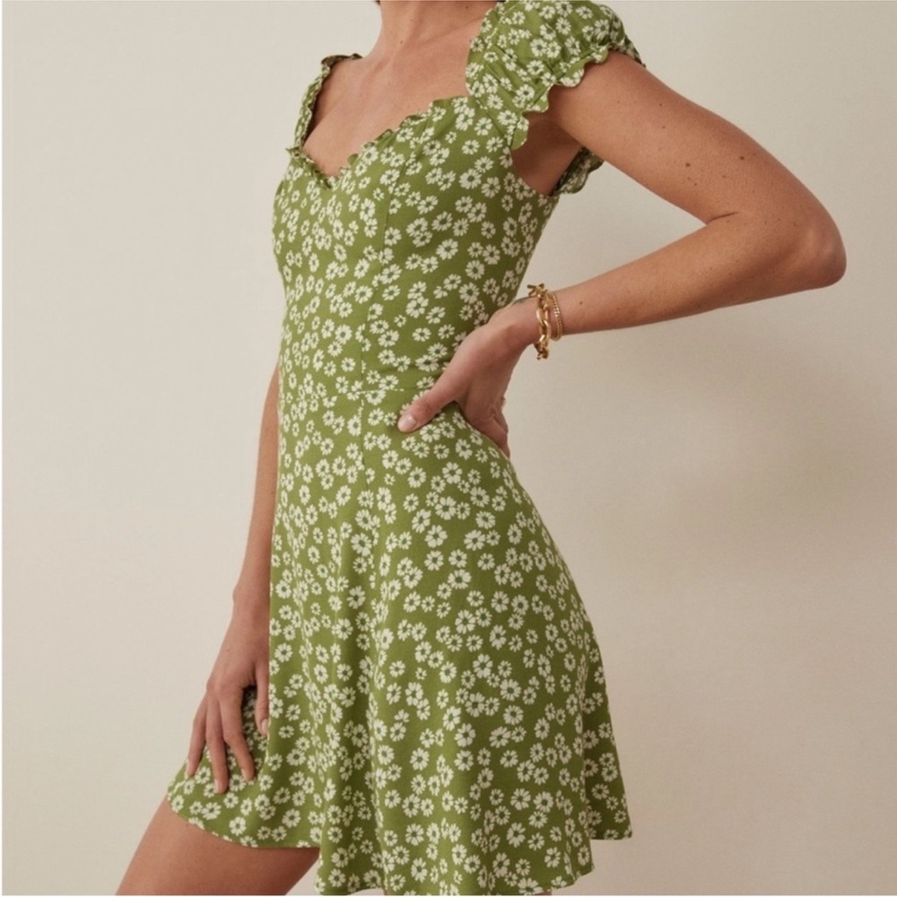 Reformation Pacey green Minidress